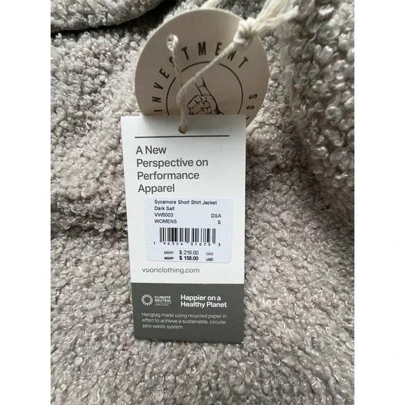 $158 New With Tags Vuori Sycamore Short Shirt Jacket Size S Dark Salt - Picture 6 of 10